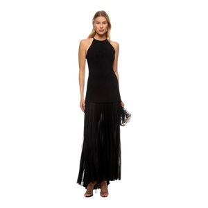 chinese dress ladies Lara Satin Pleated Gown